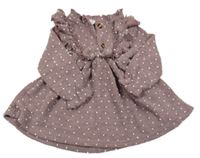 Staroružové bodkovaná é šaty sa volánky a mašlou Shein