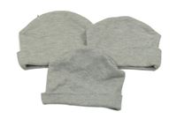 3x šedá melírovaná bavlněná čepice