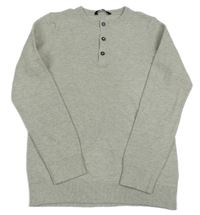 Svetlosivý melírovaný rebrovaný sveter s gombíkmi George