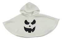 Biele teplákové pončo s tekvicou a kapucňou