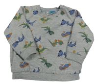 Sivá melírovaná mikina s drakmi Ergee