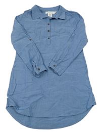 Modré melírované košilové polo šaty H&M