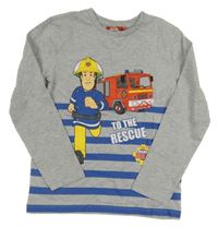 Šedo-modré triko s Hasičem Samem a pruhy