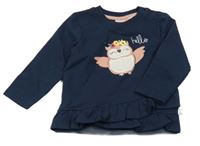 Tmavomodrá tepláková tunika so sovou Liegelind