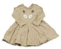 Hnědé bavlněné šaty se srnkou a puntíky H&M