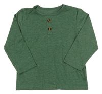 Tmavozelené melírované triko s knoflíky