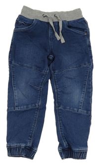 Modré jogger cuff rifle s úpletovým pasem Topolino