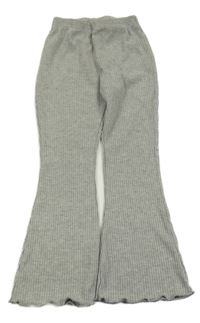 Sivé melírované rebrované flare legíny Shein