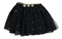 Čierna tylová sukňa s hviezdami George