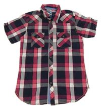 Tmavomodro-fuchsiovo-biela kockovaná košeľa Review