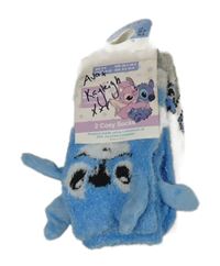 Nové - 2x chlupaté ponožky se Stitchem - modré + bílé Primark