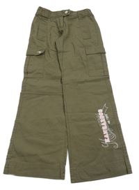 Khaki plátenné cargo nohavice s nápisom Kangaroos