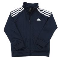 Tmavomodrá sportovní propínací funkční mikina s logem Adidas