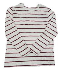Bielo-vínové pruhované tričko Primark