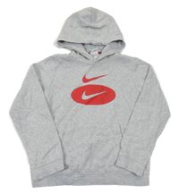 Sivá melírovaná mikina s logom a kapucňou Nike