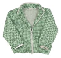 Zeleno-biela kockovaná šušťáková jesenná bunda H&M