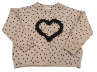 Béžový bodkovaná ý ľahký sveter s 3D srdcem Primark