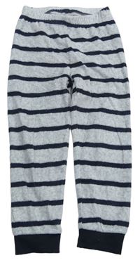 Sivo-čierne pruhované zamatové pyžamové nohavice Pocopiano