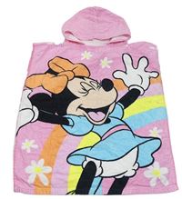 Ružové froté osuškové pončo s Minnie a kapucňou Primark