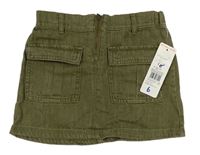 Khaki rifľová sukňa s vreckami F&F