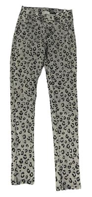 Sivo-čierne leopardí džegíny H&M