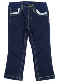Tmavomodré skinny rifle s úpletovým pasom Benetton