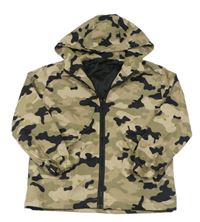 Khaki-černá army šusťáková podzimní bunda s kapucí shein