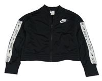 Černá sportovní propínací crop mikina s logem Nike