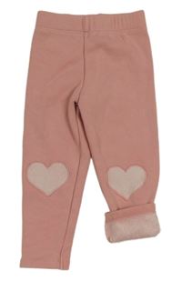 Světlerůžové zateplené legíny se srdíčky Nutmeg