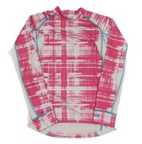 Růžovo-bílé vzorované funkční sportovní triko OXYLANE