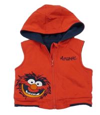 Červená zateplená propínací tepláková vesta s příšerkou a kapucí George