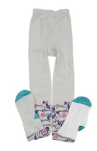 Bílé punčocháče s jednorožci 