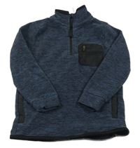 Nové - tmavomodrá melírovaná fleecová propínací mikina George