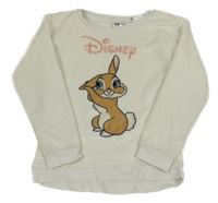 Smetanové plyšové pyžamové triko s králíkem H&M