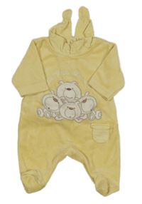 Žltý zamatový overal s medveďmi