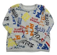 Sivá mikina s farebnymi nápisy dunnes