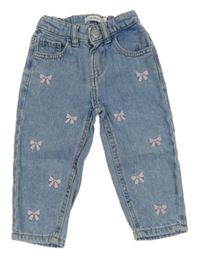 Světlemodré rifle s výšivkami mašlí Name it