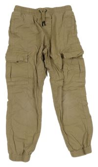 Béžové plátěné cuff kalhoty s kapsami Next