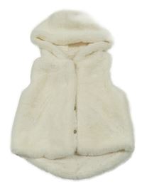 Biela kožušinová podšitá vesta s kapucňou Yd.