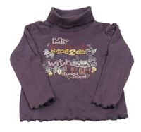 Fialové tričko s nápisom a rolákom C&A