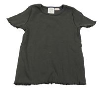 Tmavosivé rebrované tričko Zara