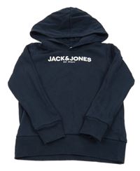 Tmavomodrá mikina s logom a kapucňou Jack & Jones