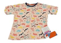 Nové - světlerůžové tričko s nápisy a pejsky 