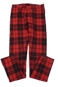 Červeno-čierne kockované legíny