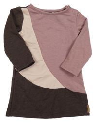 Hnedo-ružové teplákové šaty