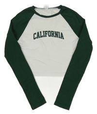 Bielo-zelené crop tričko s nápisom shein