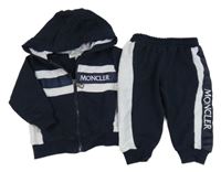 2 set - tmavomodro-bílá propínací mikina s kapucí + tepláky - Moncler 