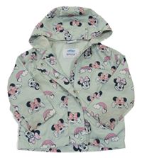 Mintová šusťáková podzimní bunda s s Minnie a kapucí Disney