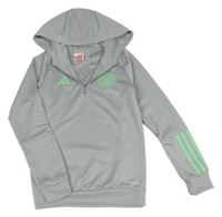 Šedá fotbalová funkční mikina s kapucí - Celtic Adidas