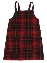 Červeno-čierne kockované trblietavé vlnené šaty F&F